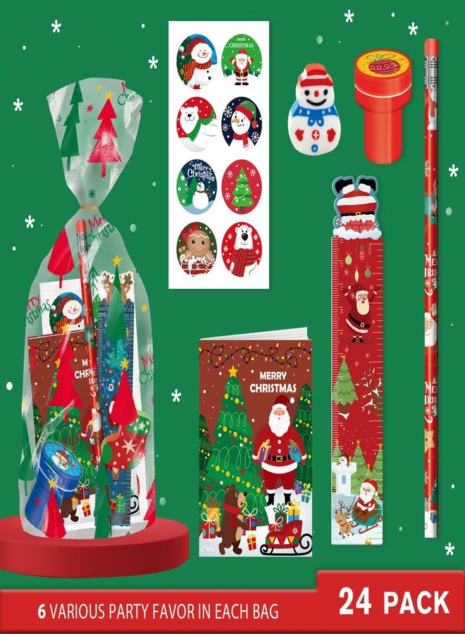 BEARUN 168 Pcs Christmas Party Favors Bulk for Kids-24-Pack Christmas Stationery Set for Stocking Stuffers, Christmas-Themed Classroom Gift Exchange School Games Prizes Carnival Events - Image 2